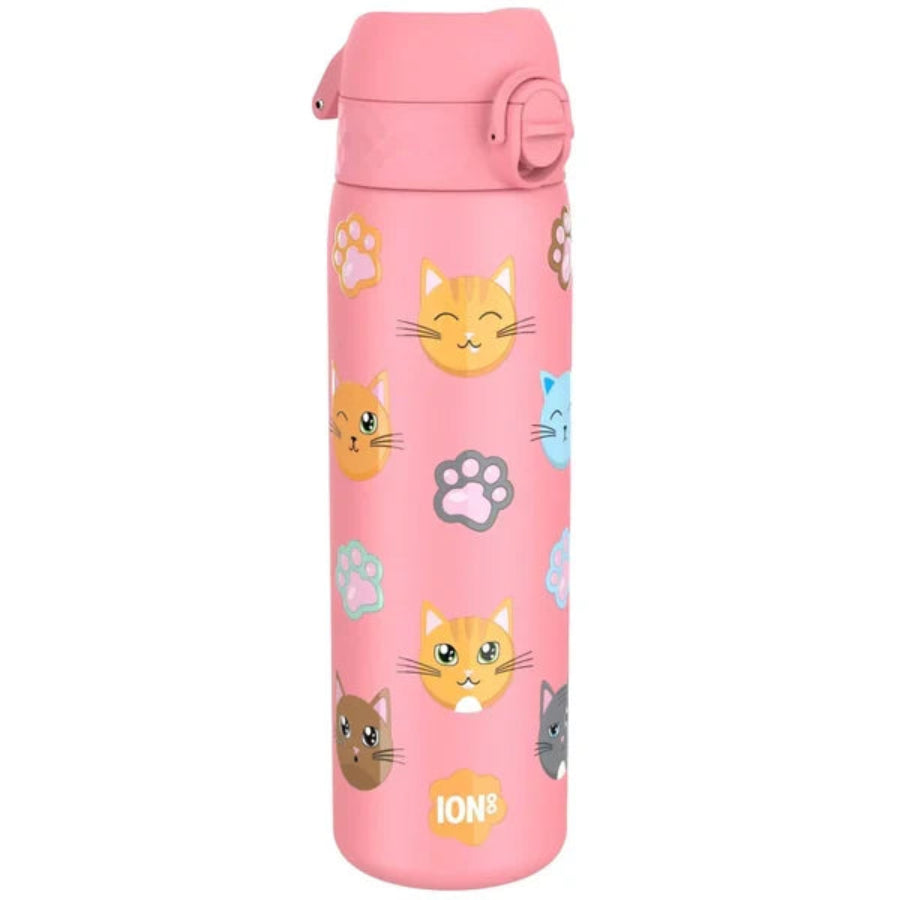 ION 8, Slim Stainless Steel Water Bottle, 600ml, Cats