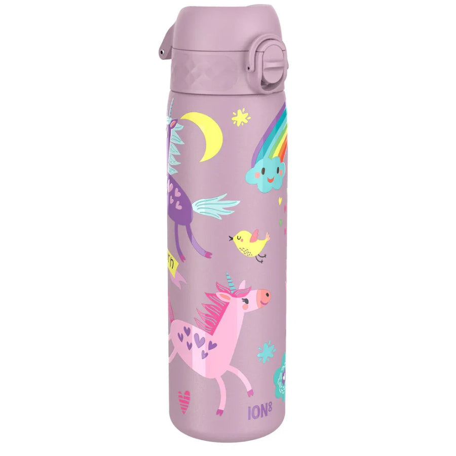 ION 8, Slim Stainless Steel Water Bottle, 600ml, Unicorns