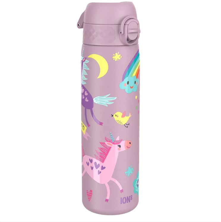 ION 8, Slim Stainless Steel Water Bottle, 600ml, Unicorn