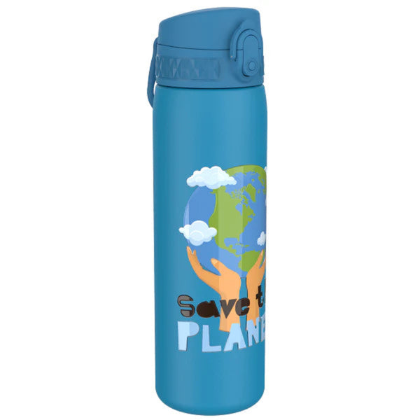 ION 8, Slim Stainless Steel Water Bottle, 600ml, Save The Planet